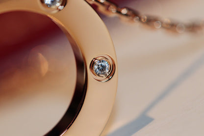 [Liorra]LOVE NECKLACE 16MM 6 DIAMONDS PINK GOLD