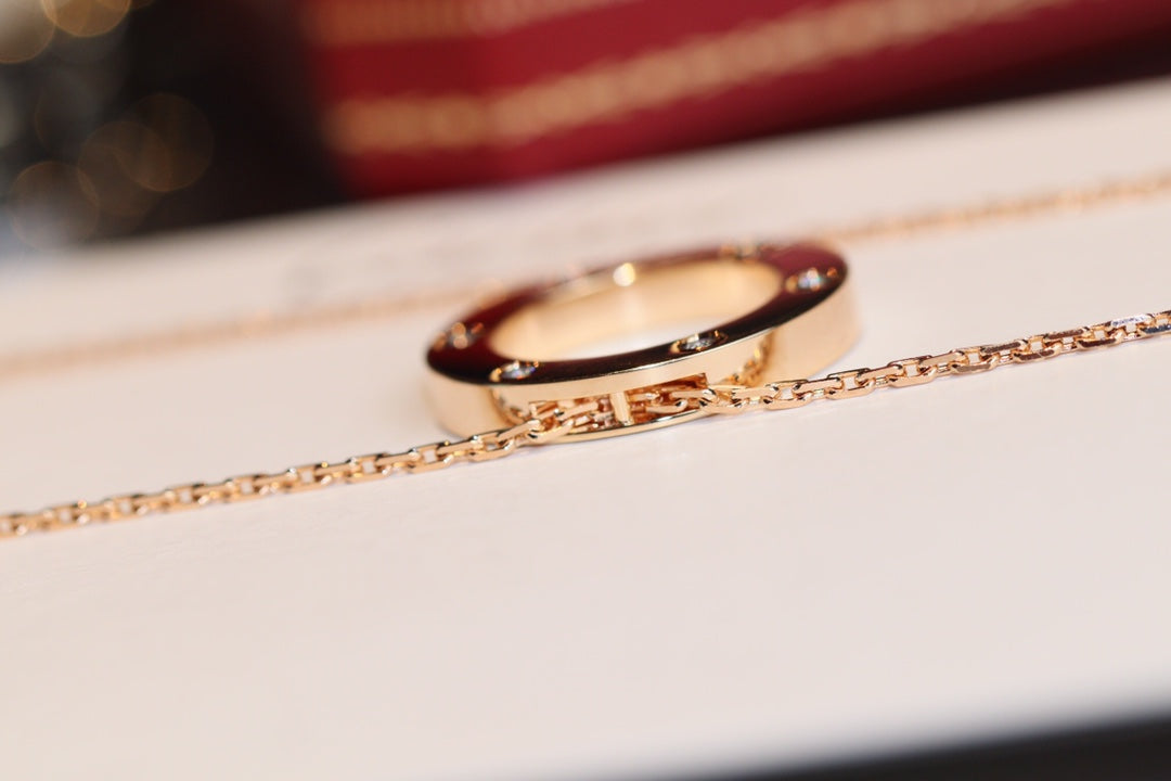 [Liorra]LOVE NECKLACE 16MM 6 DIAMONDS PINK GOLD