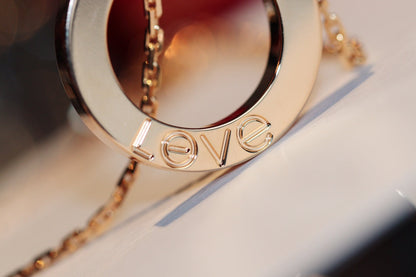 [Liorra]LOVE NECKLACE 16MM 6 DIAMONDS PINK GOLD