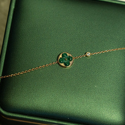 [Liorra]SUN MALACHITE 1 DIAMOND PINK GOLD BRACELET