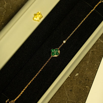 [Liorra]SUN MALACHITE 1 DIAMOND PINK GOLD BRACELET