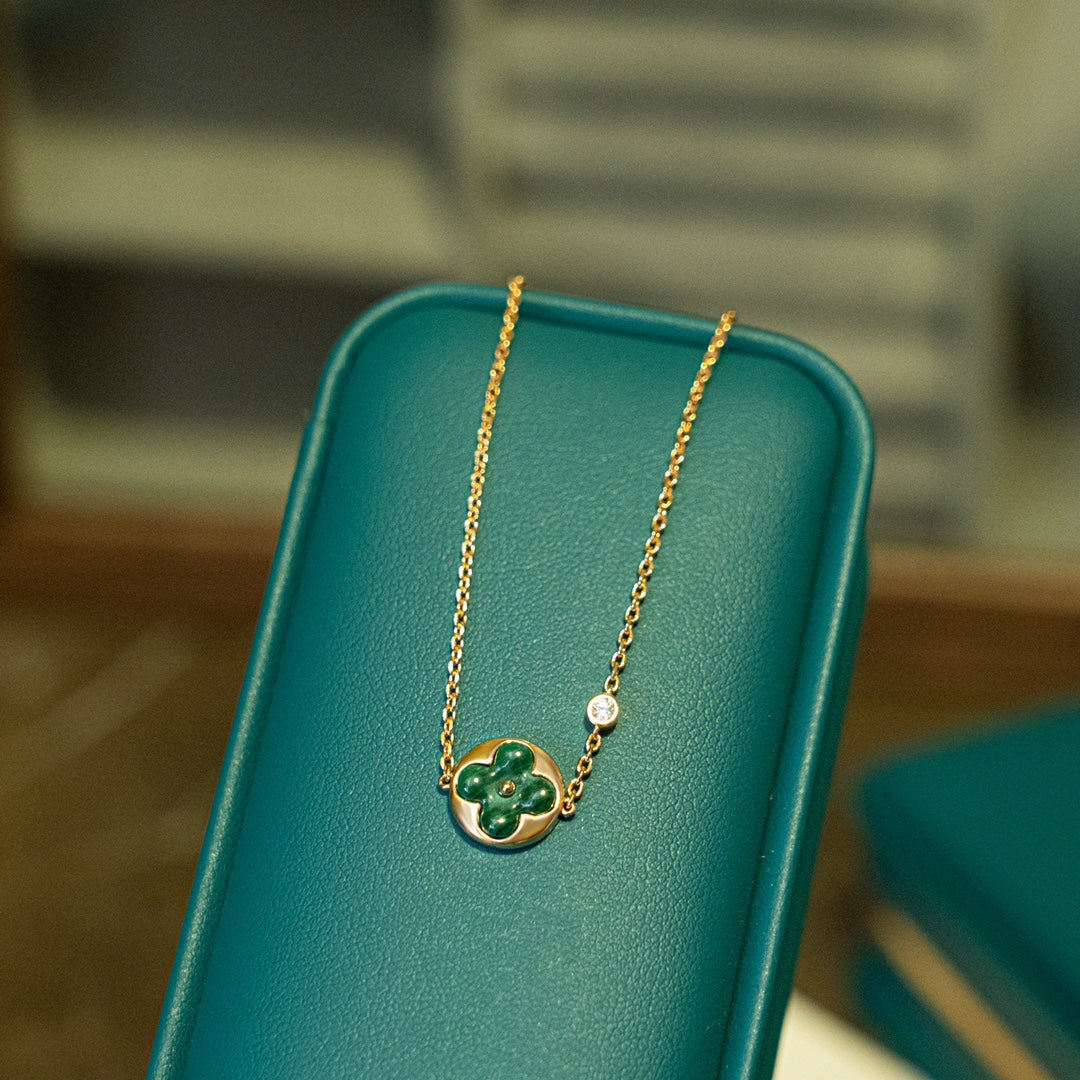 [Liorra]SUN MALACHITE 1 DIAMOND PINK GOLD BRACELET