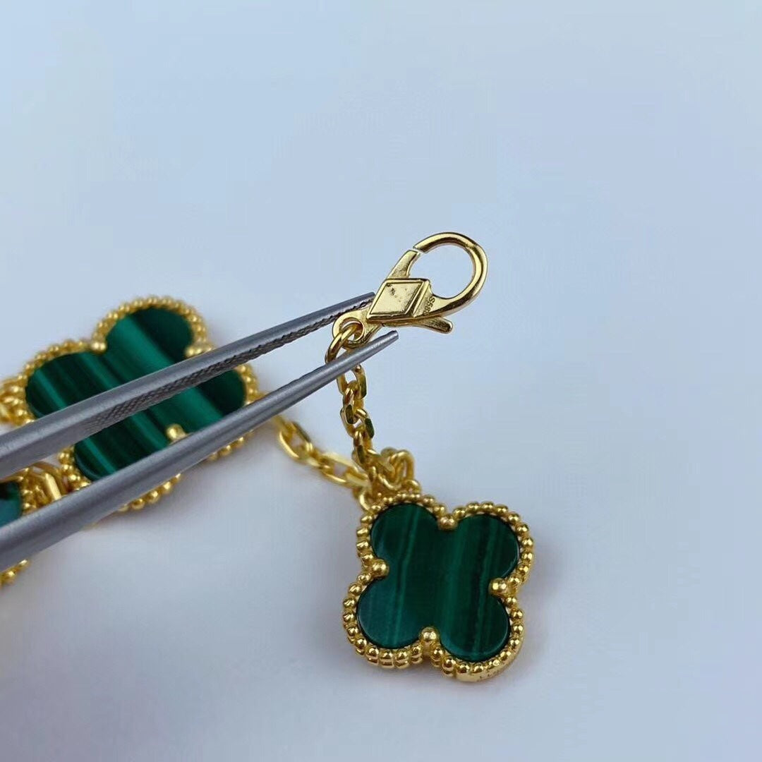 [Liorra]MAGIC CLOVER MALACHITE GOLD BRACELET 5 MOTIFS
