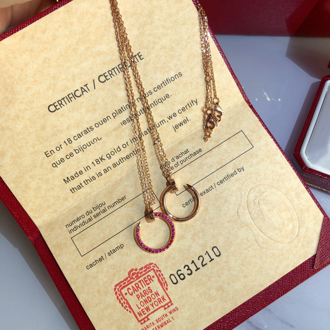[Liorra]JUSTE NECKLACE GOLD RED DIAMONDS