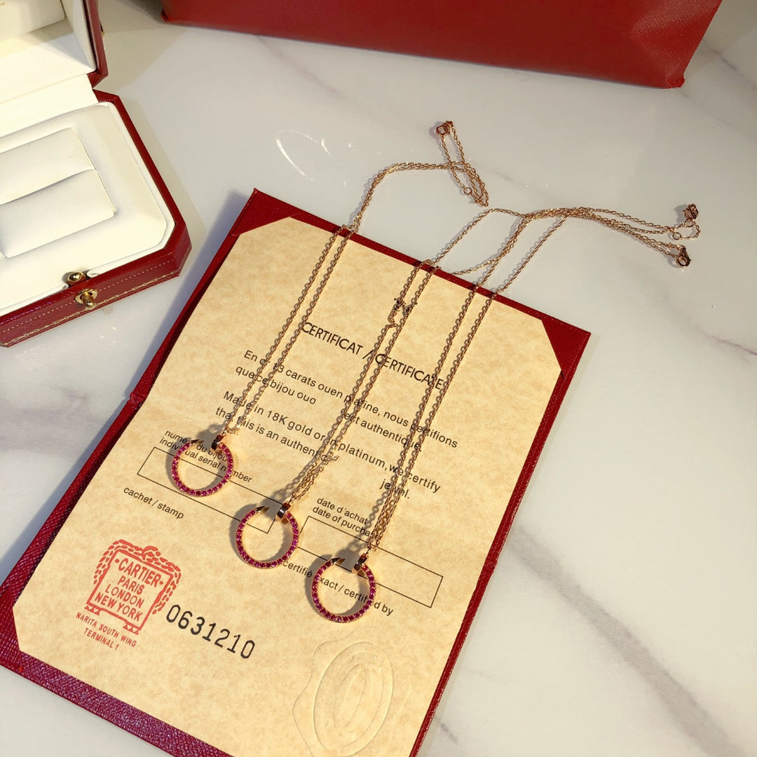 [Liorra]JUSTE NECKLACE GOLD RED DIAMONDS