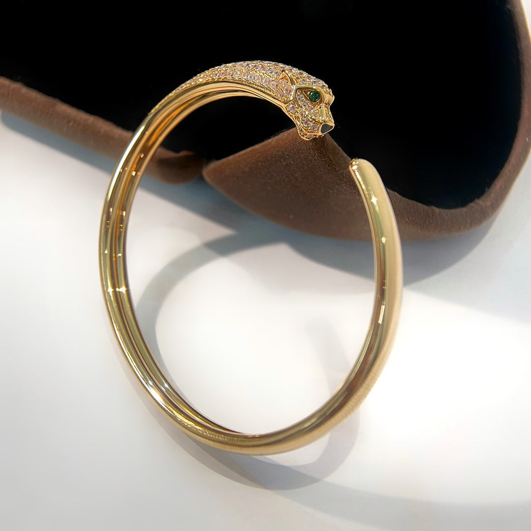 [Liorra]PANTHERE GOLD DIAMOND OPEN BRACELET