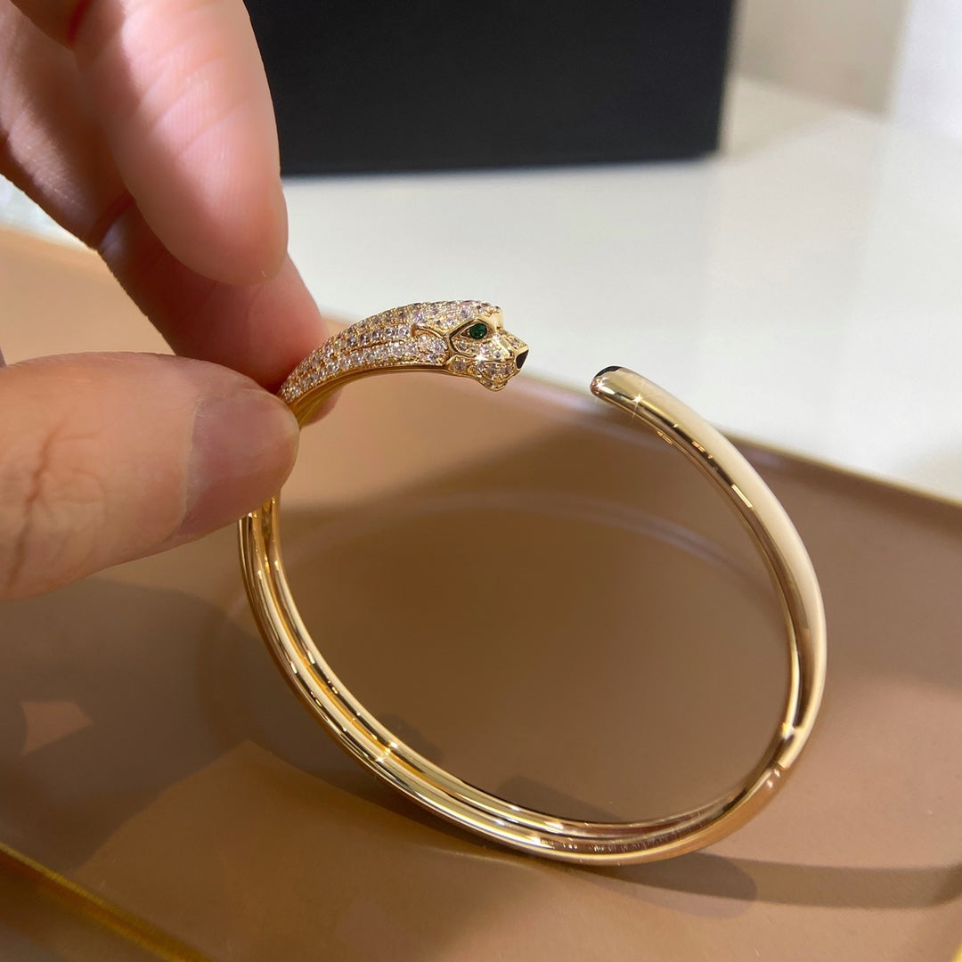 [Liorra]PANTHERE GOLD DIAMOND OPEN BRACELET
