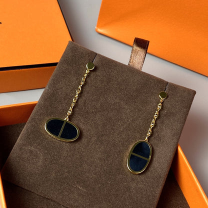 [Liorra]CHAINE VERSO BLACK CERAMIC EARRINGS