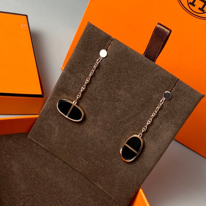 [Liorra]CHAINE VERSO BLACK CERAMIC EARRINGS