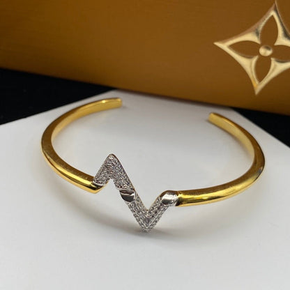 [Liorra]VOLTE UPSITE DOWN DIAMOND GOLD OPEN BRACELET
