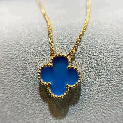 [Liorra]CLOVER 15MM BLUE AGATE NECKLACE