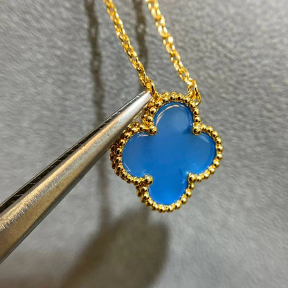 [Liorra]CLOVER 15MM BLUE AGATE NECKLACE