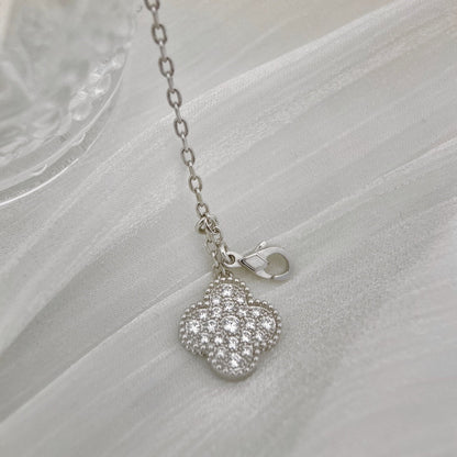 [Liorra]CLOVER 5 MOTIFS SILVER DIAMONDS NECKLACE