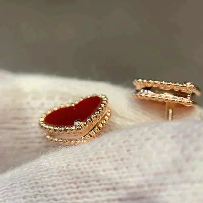 [Liorra]HEART CARNELIAN STUD EARRINGS