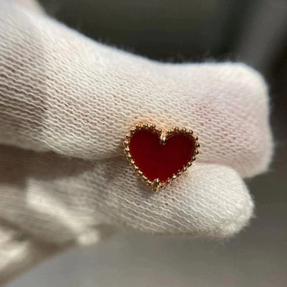 [Liorra]HEART CARNELIAN STUD EARRINGS