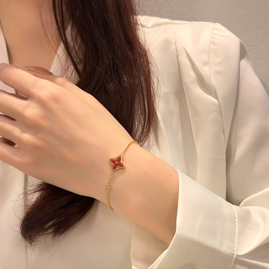 [Liorra]COLOR STAR CARNELIAN PINK GOLD DIAMOND BRACELET