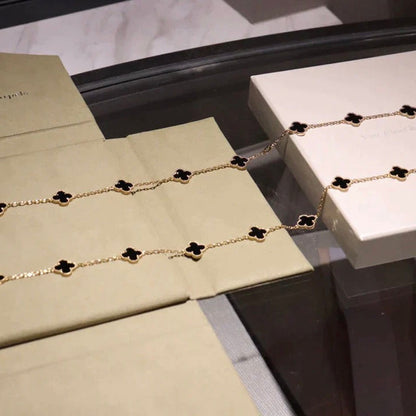 [Liorra]CLOVER 20 MOTIFS ONYX NECKLACE