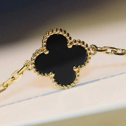 [Liorra]CLOVER 20 MOTIFS ONYX NECKLACE