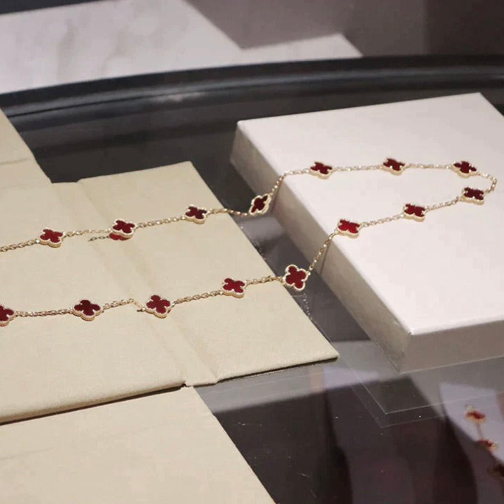 [Liorra]CLOVER 20 MOTIFS CARNELIAN NECKLACE