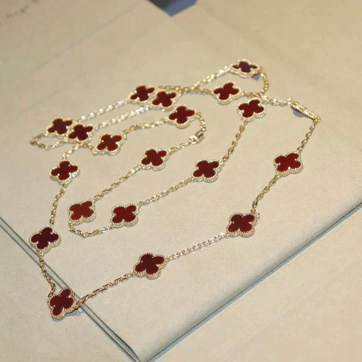 [Liorra]CLOVER 20 MOTIFS CARNELIAN NECKLACE