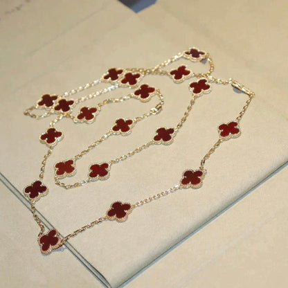 [Liorra]CLOVER 20 MOTIFS CARNELIAN NECKLACE