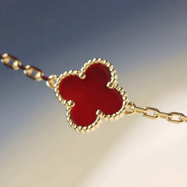 [Liorra]CLOVER 20 MOTIFS CARNELIAN NECKLACE