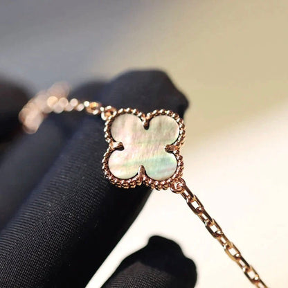 [Liorra]CLOVER 20 MOTIFS DARK MOP DIAMOND  NECKLACE