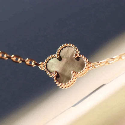 [Liorra]CLOVER 20 MOTIFS DARK MOP DIAMOND  NECKLACE