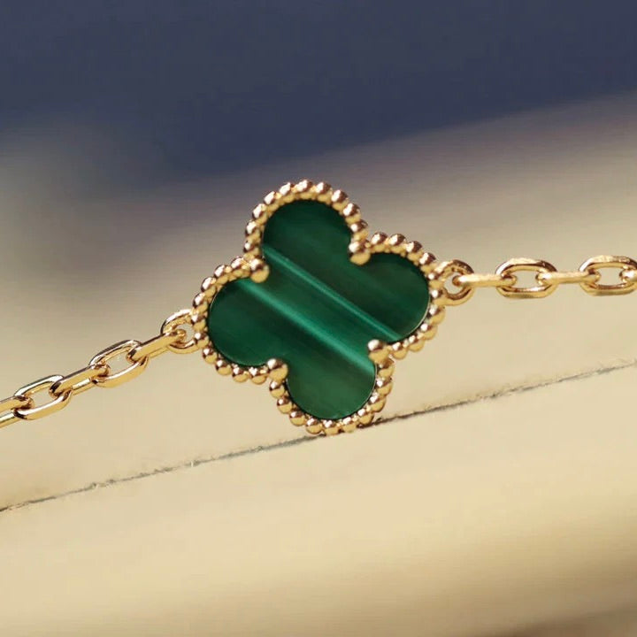 [Liorra]CLOVER 20 MOTIFS MALACHITE DIAMOND NECKLACE