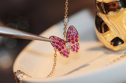 [Liorra]BUTTERFLY RED DIAMOND Liorra GOLD NECKLACE