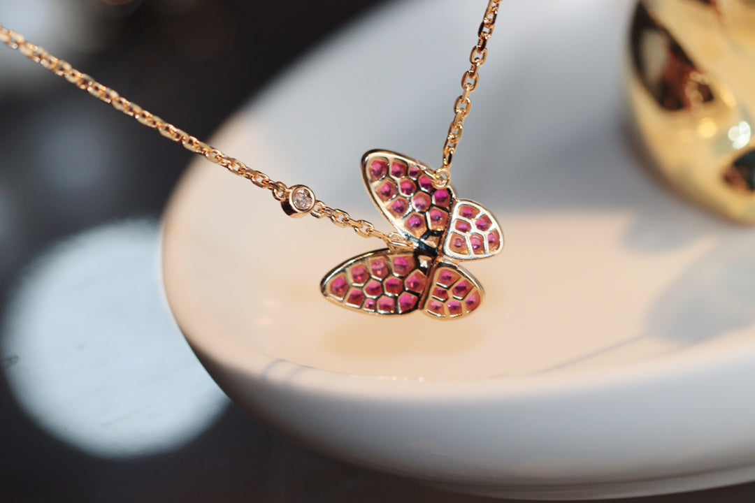 [Liorra]BUTTERFLY RED DIAMOND Liorra GOLD NECKLACE