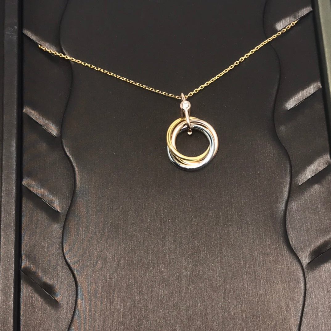 [Liorra]TRINITY SILVER GOLD PINK GOLD NECKLACE