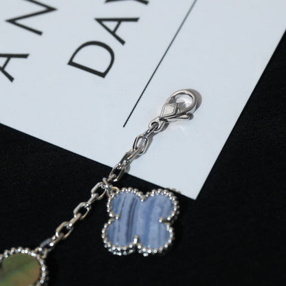 [Liorra]CLOVER BRACELET 5 MOTIFS MOP CHALCEDONY SILVER