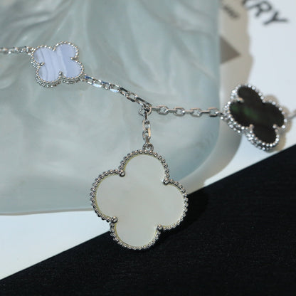 [Liorra]CLOVER BRACELET 5 MOTIFS MOP CHALCEDONY SILVER