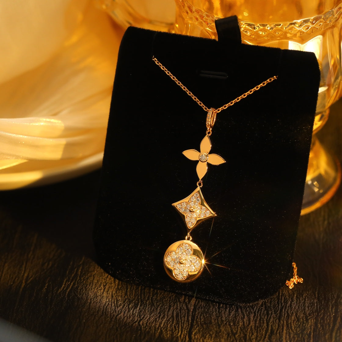[Liorra]STAR AND SUN DIAMOND PINK GOLD NECKLACE