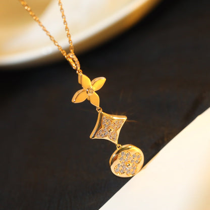[Liorra]STAR AND SUN DIAMOND PINK GOLD NECKLACE