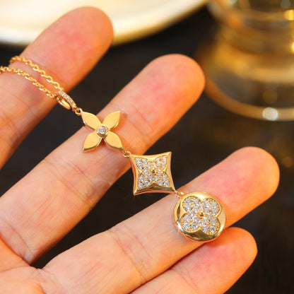[Liorra]STAR AND SUN DIAMOND PINK GOLD NECKLACE