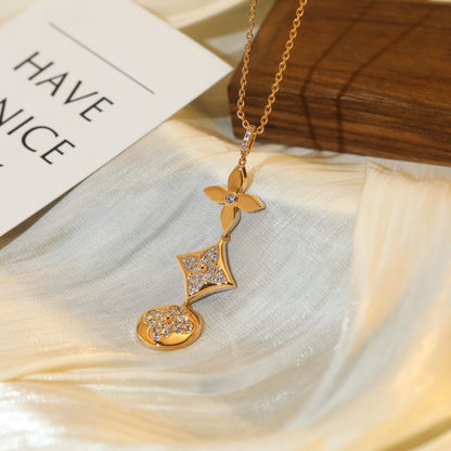[Liorra]STAR AND SUN DIAMOND PINK GOLD NECKLACE