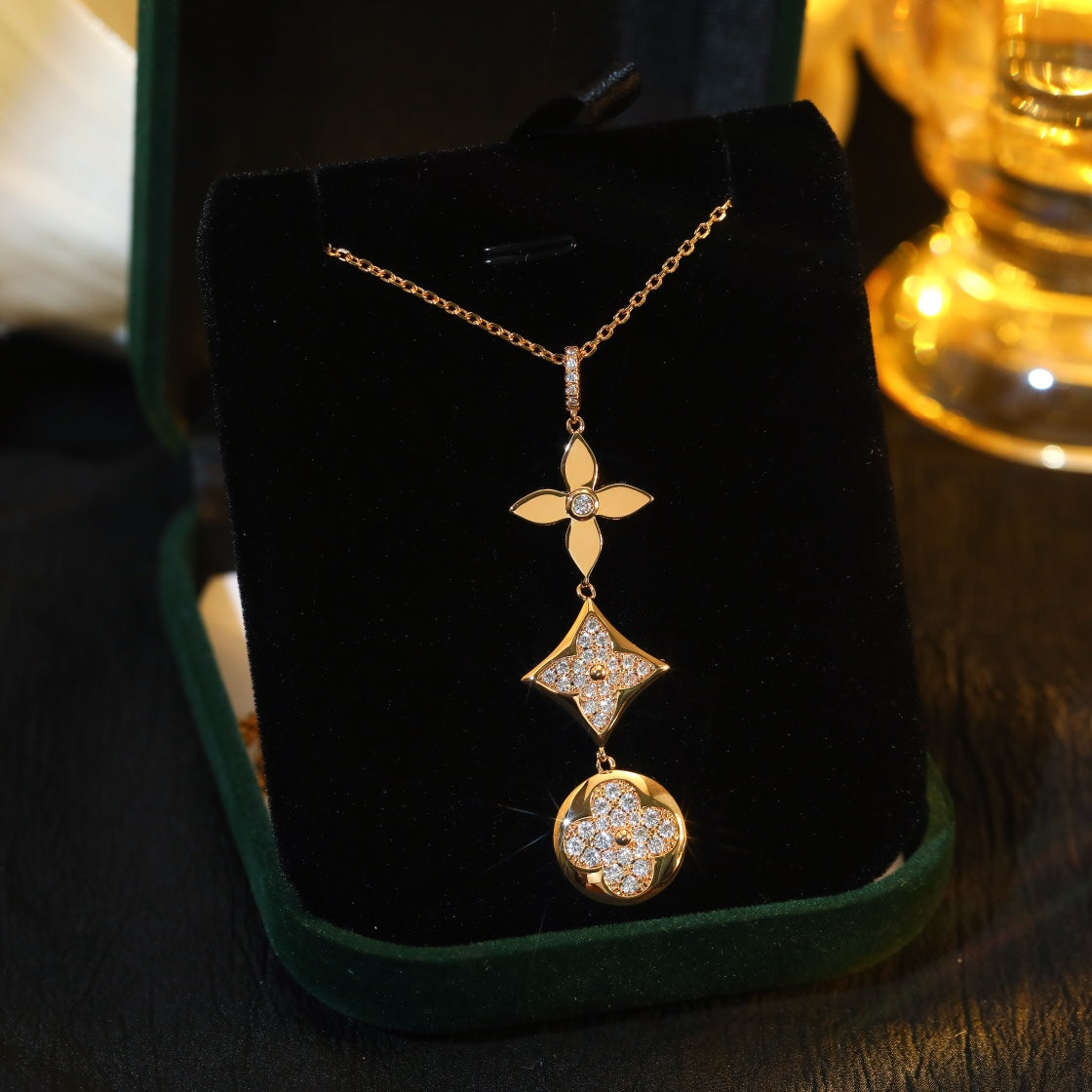 [Liorra]STAR AND SUN DIAMOND PINK GOLD NECKLACE
