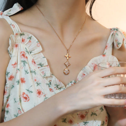 [Liorra]STAR AND SUN DIAMOND PINK GOLD NECKLACE
