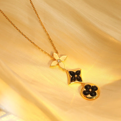 [Liorra]STAR AND SUN ONYX PINK GOLD NECKLACE