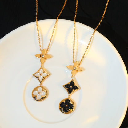 [Liorra]STAR AND SUN ONYX PINK GOLD NECKLACE