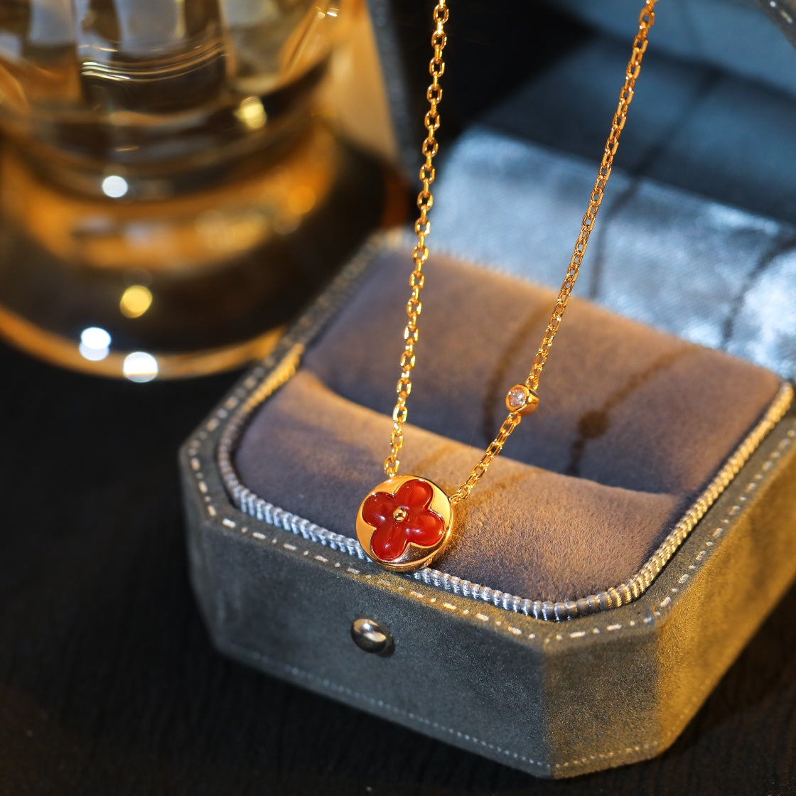 [Liorra]SUN PEDANT PINK GOLD 1 DIAMOND NECKLACE