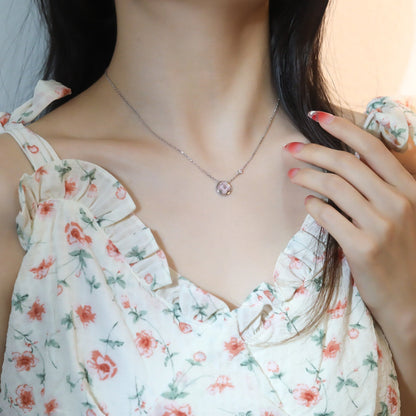 [Liorra]SUN PEDANT PINK GOLD 1 DIAMOND NECKLACE