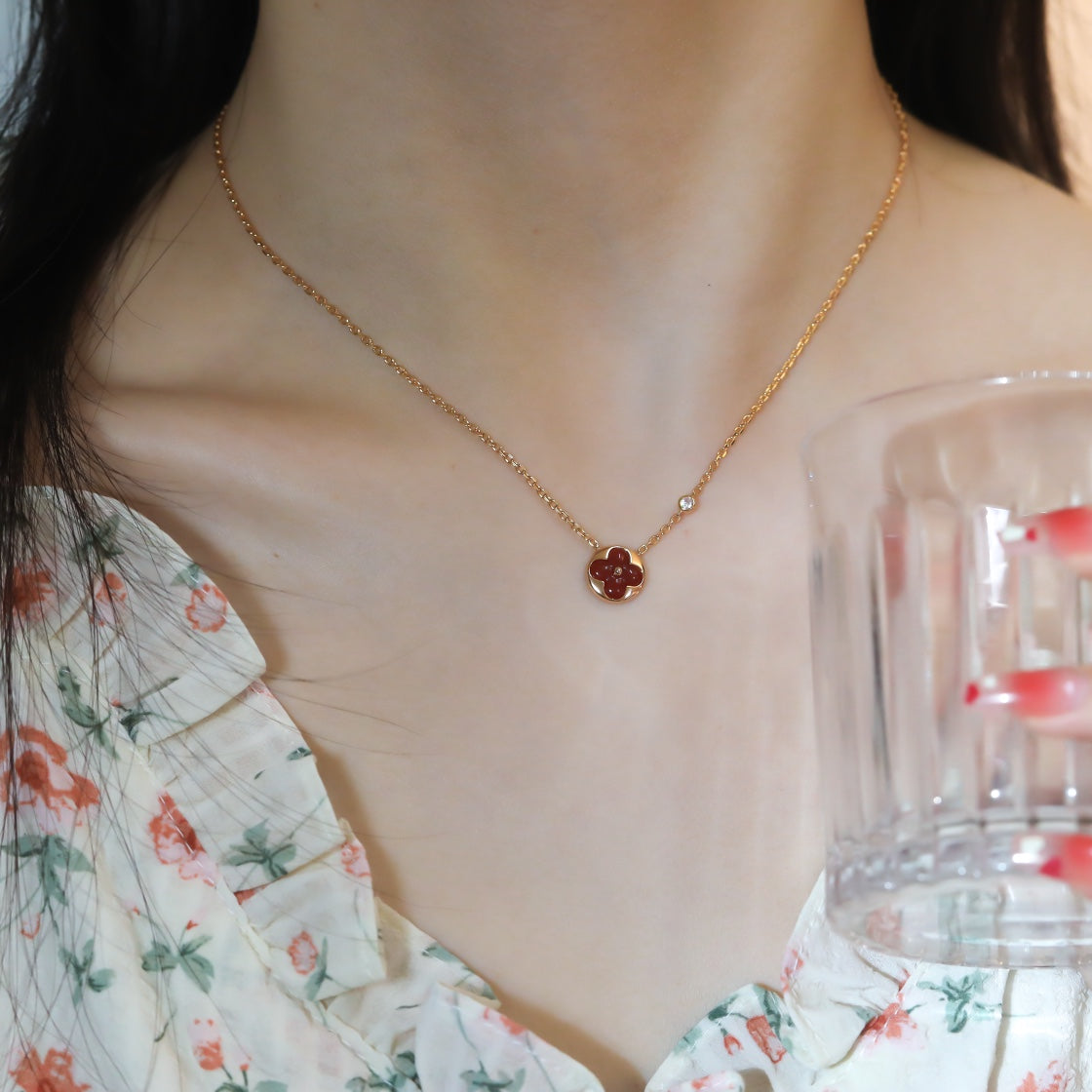 [Liorra]SUN PEDANT PINK GOLD 1 DIAMOND NECKLACE