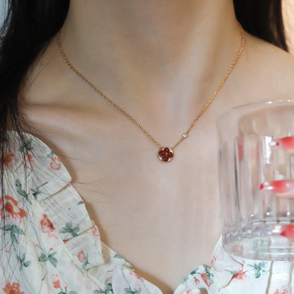 [Liorra]SUN PEDANT PINK GOLD 1 DIAMOND NECKLACE