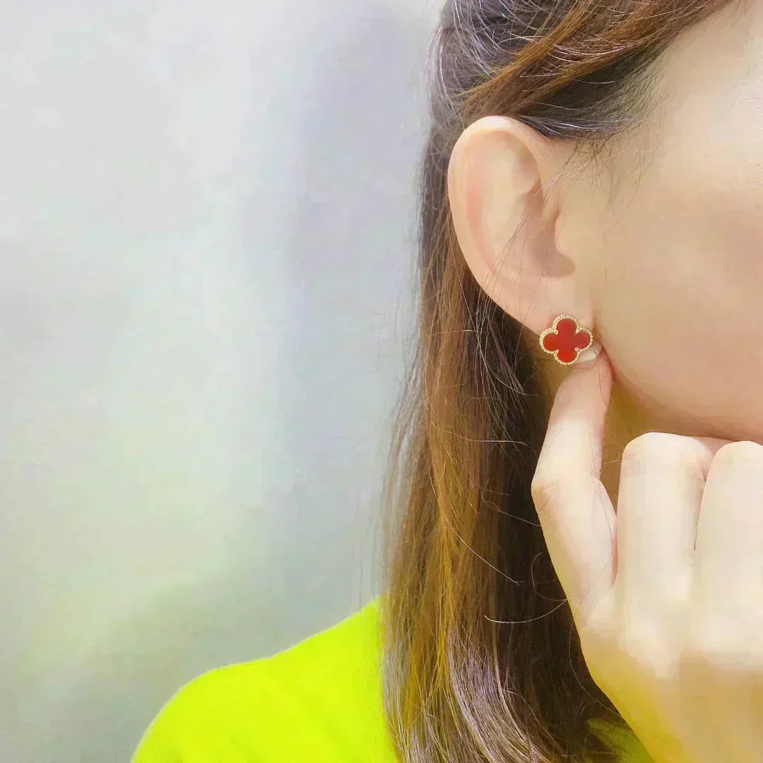 [Liorra]CLOVER MEDIUM 1 MOTIFS CARNELIAN  EARRINGS