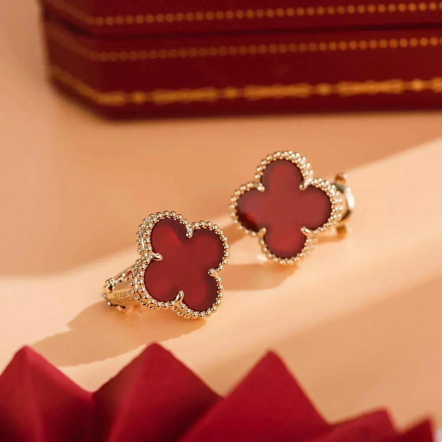 [Liorra]CLOVER MEDIUM 1 MOTIFS CARNELIAN  EARRINGS