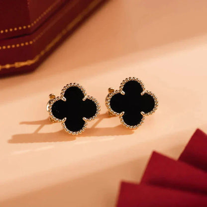 [Liorra]CLOVER MEDIUM 1 MOTIFS  ONYX STUD EARRINGS
