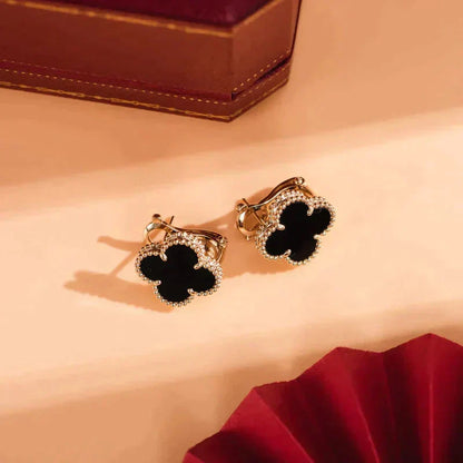 [Liorra]CLOVER MEDIUM 1 MOTIFS  ONYX STUD EARRINGS